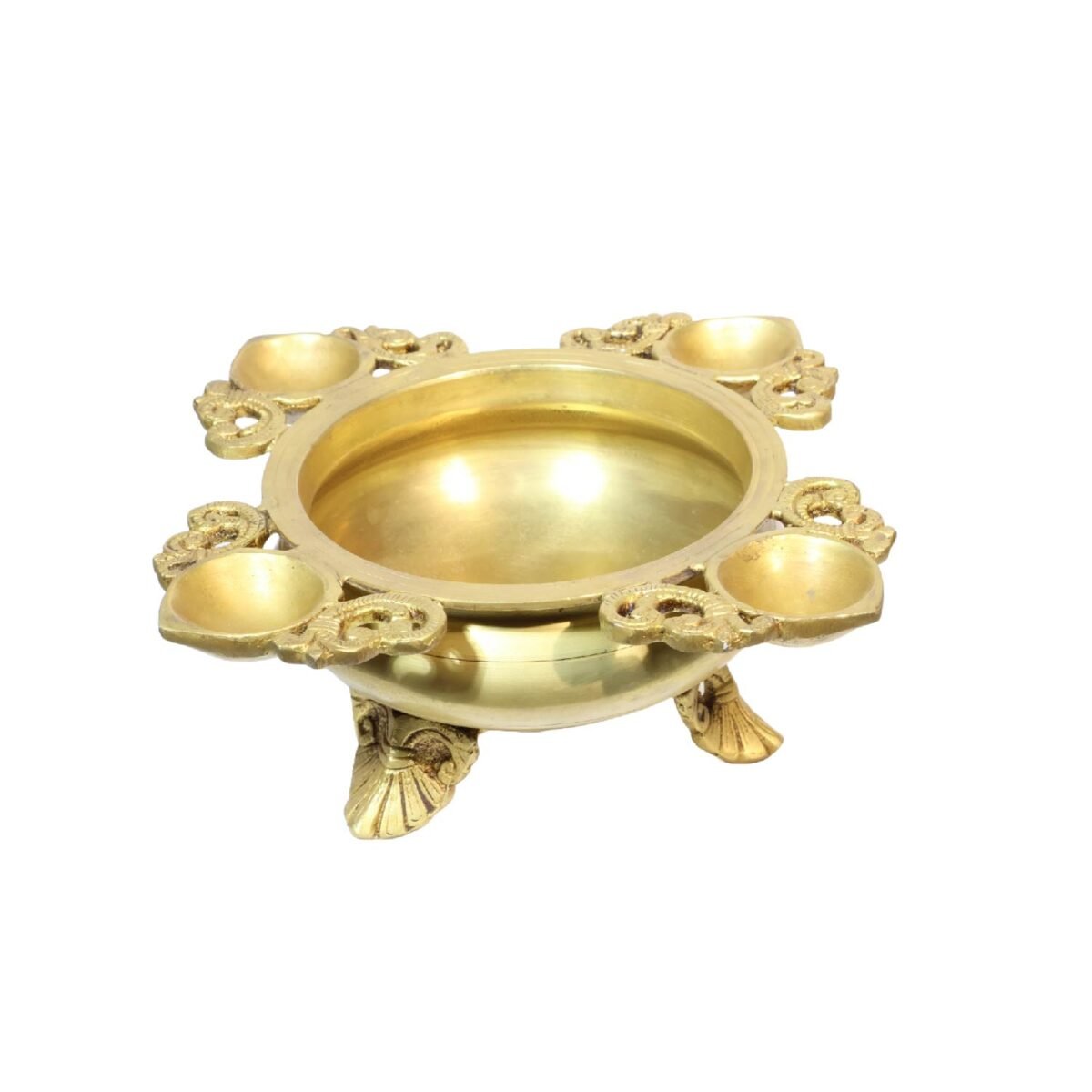 Brass urli with four diya  holder design - Image 2