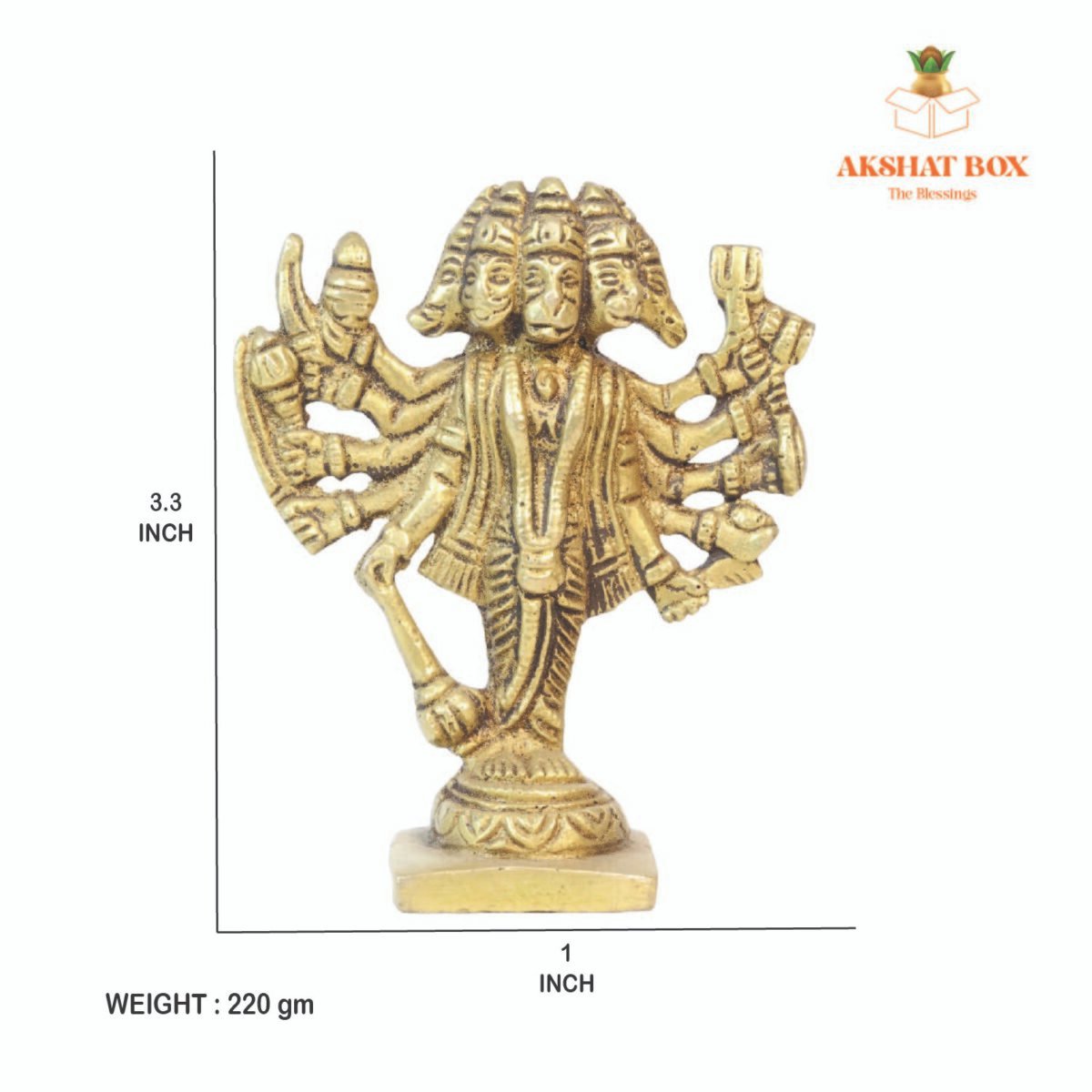 Brass Panchmukhi Hanumaan - Image 3