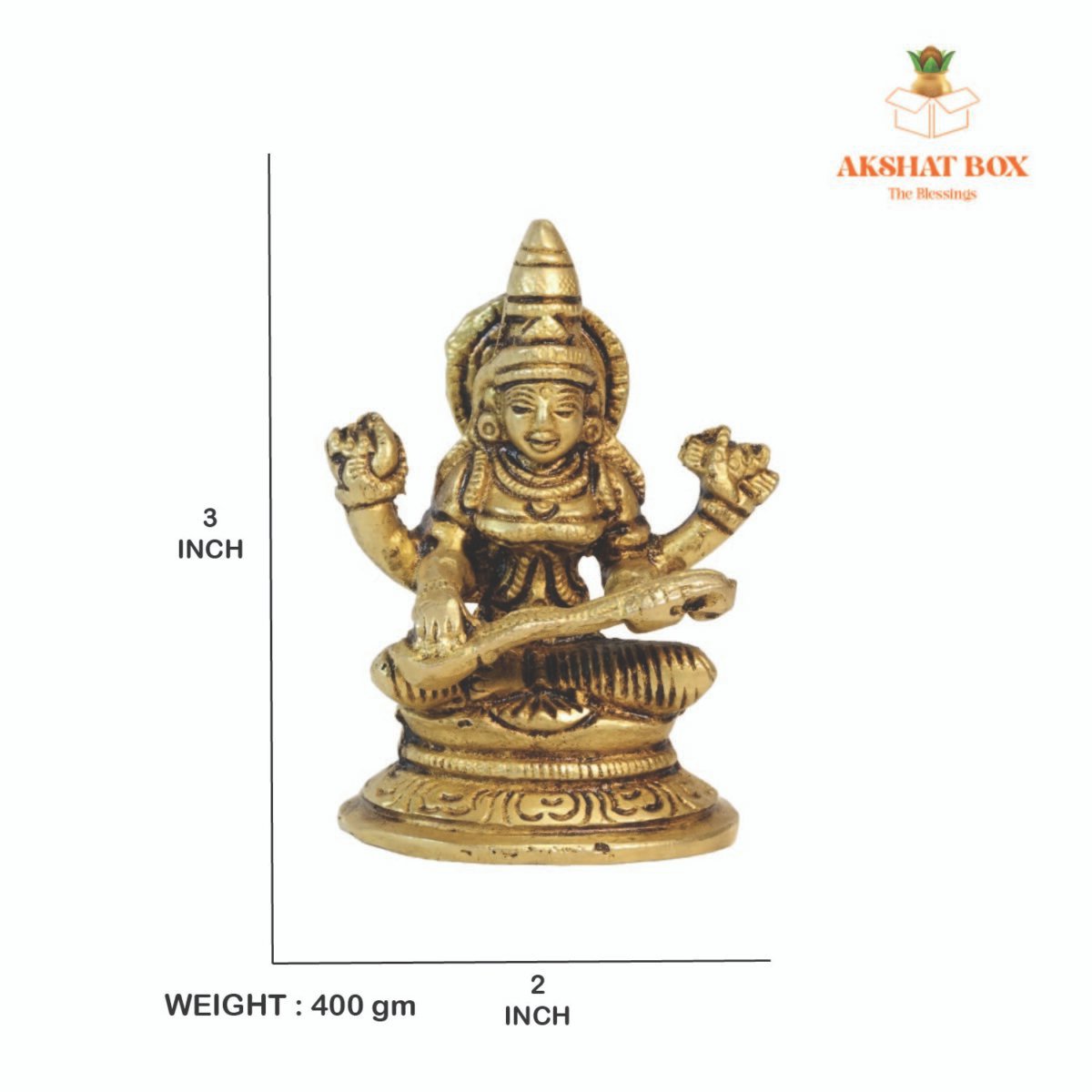 Brass  Mini sraswati maa - Image 3