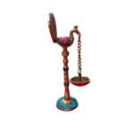 Brass Peacock Hanging Diya with  Stone Work