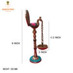 Brass Peacock Hanging Diya with  Stone Work - Image 2