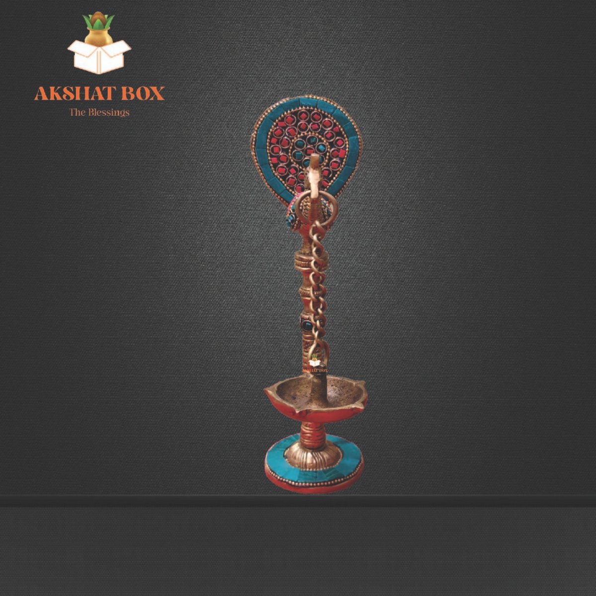 Brass Peacock Hanging Diya with  Stone Work - Image 6
