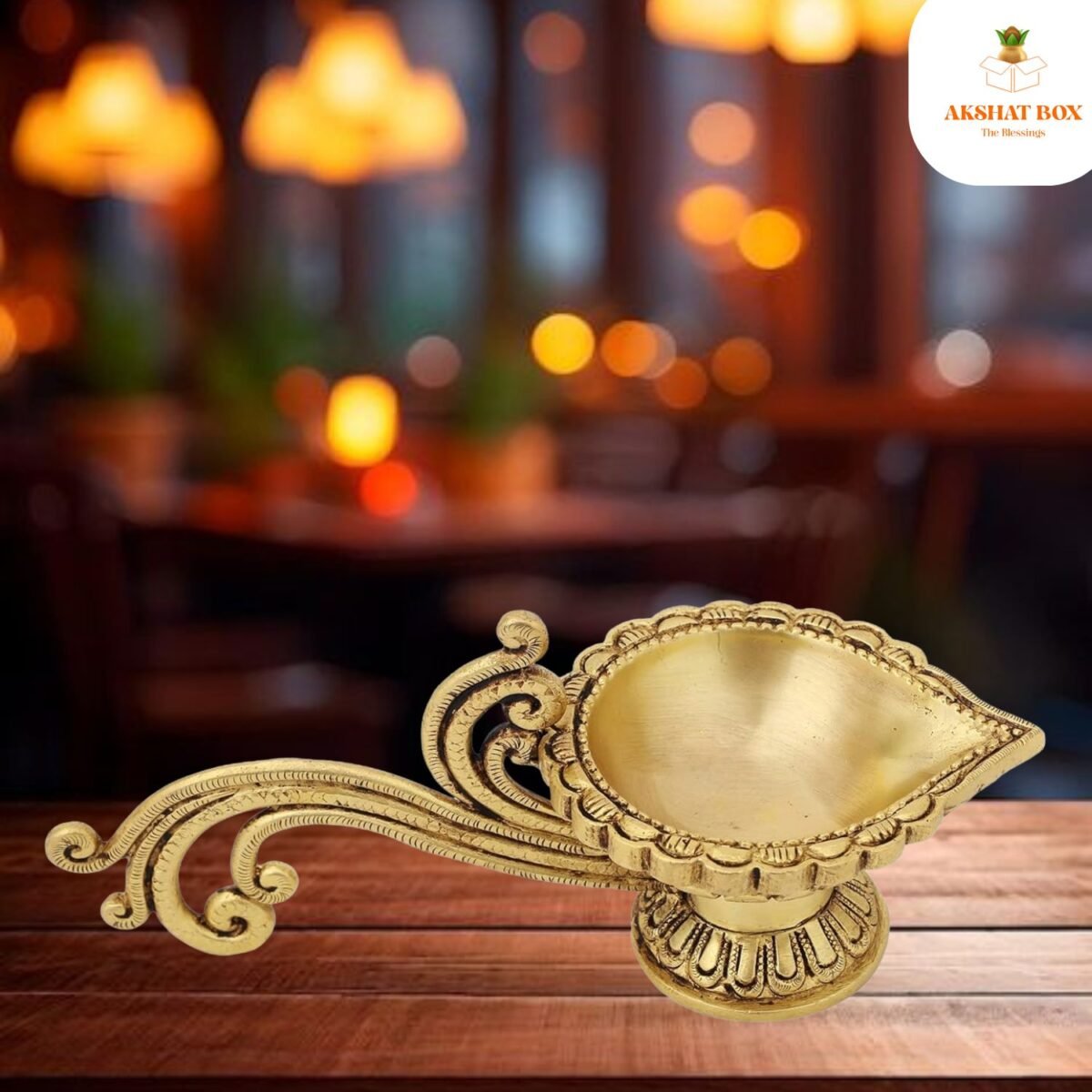 Brass Antique Handcrafted Long Handle Aarti Diya - Image 6