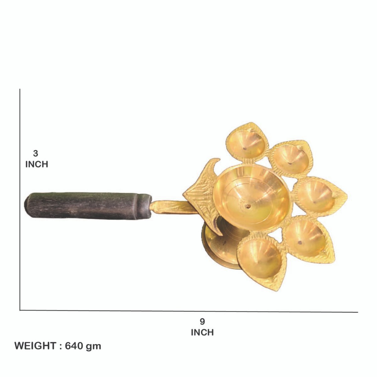 Brass Panchmukhi Aarti Diya Stand - Image 3