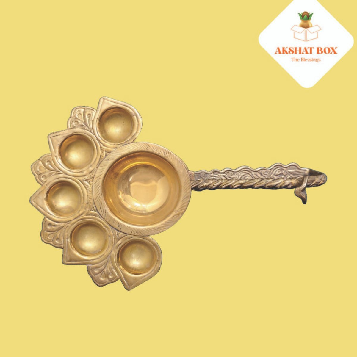 Brass Ganga Aarti Diya/Deepak Long Stand - Image 4