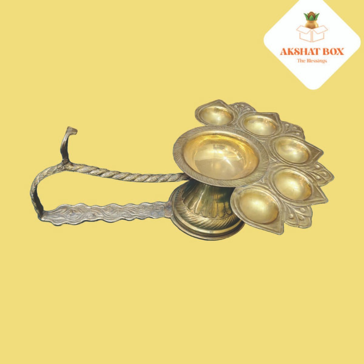 Brass Ganga Aarti Diya/Deepak Long Stand - Image 5