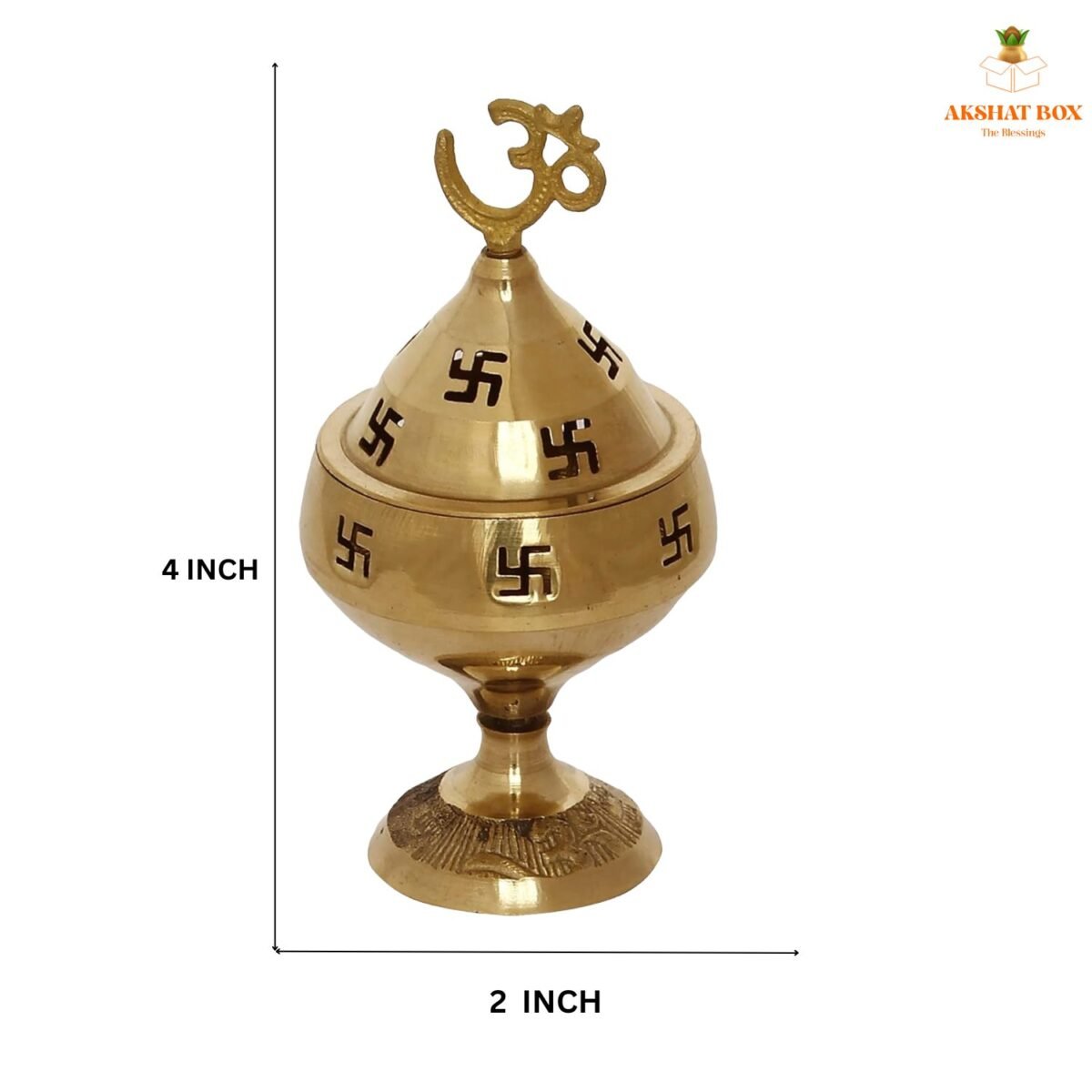 Golden Om and Swastik Symbol Decorative Brass Diya - Image 3