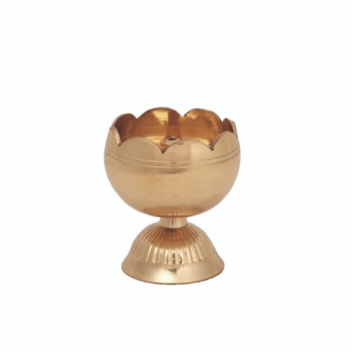 Brass Tomato shaped Oil Lamp / Diya / Deepak For Pooja - Image 5