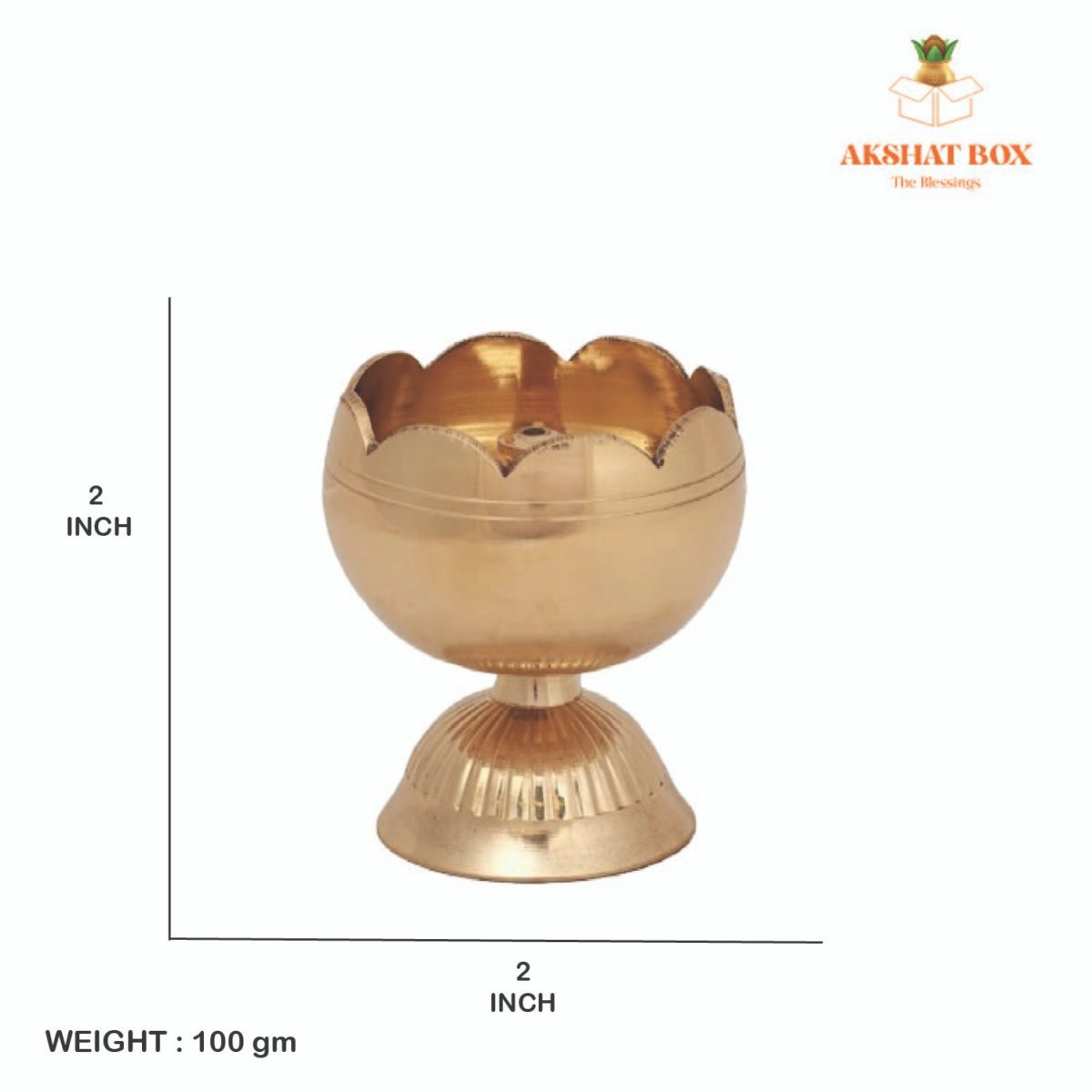 Brass Tomato shaped Oil Lamp / Diya / Deepak For Pooja - Image 3
