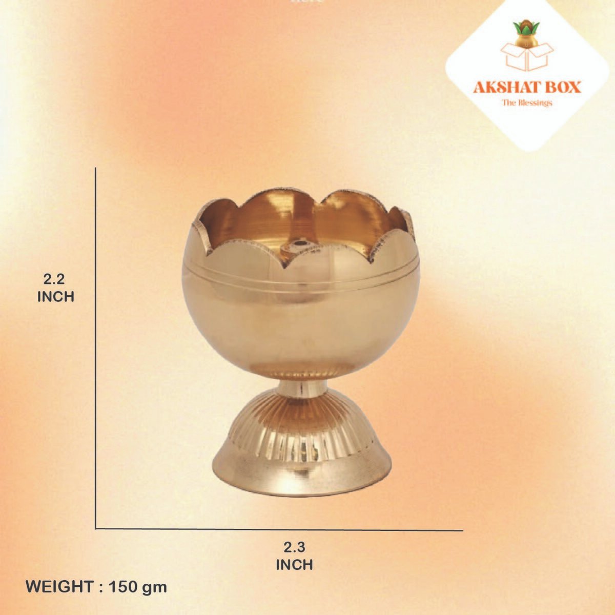 Brass Tomato shaped Oil Lamp / Diya / Deepak For Pooja - Image 3