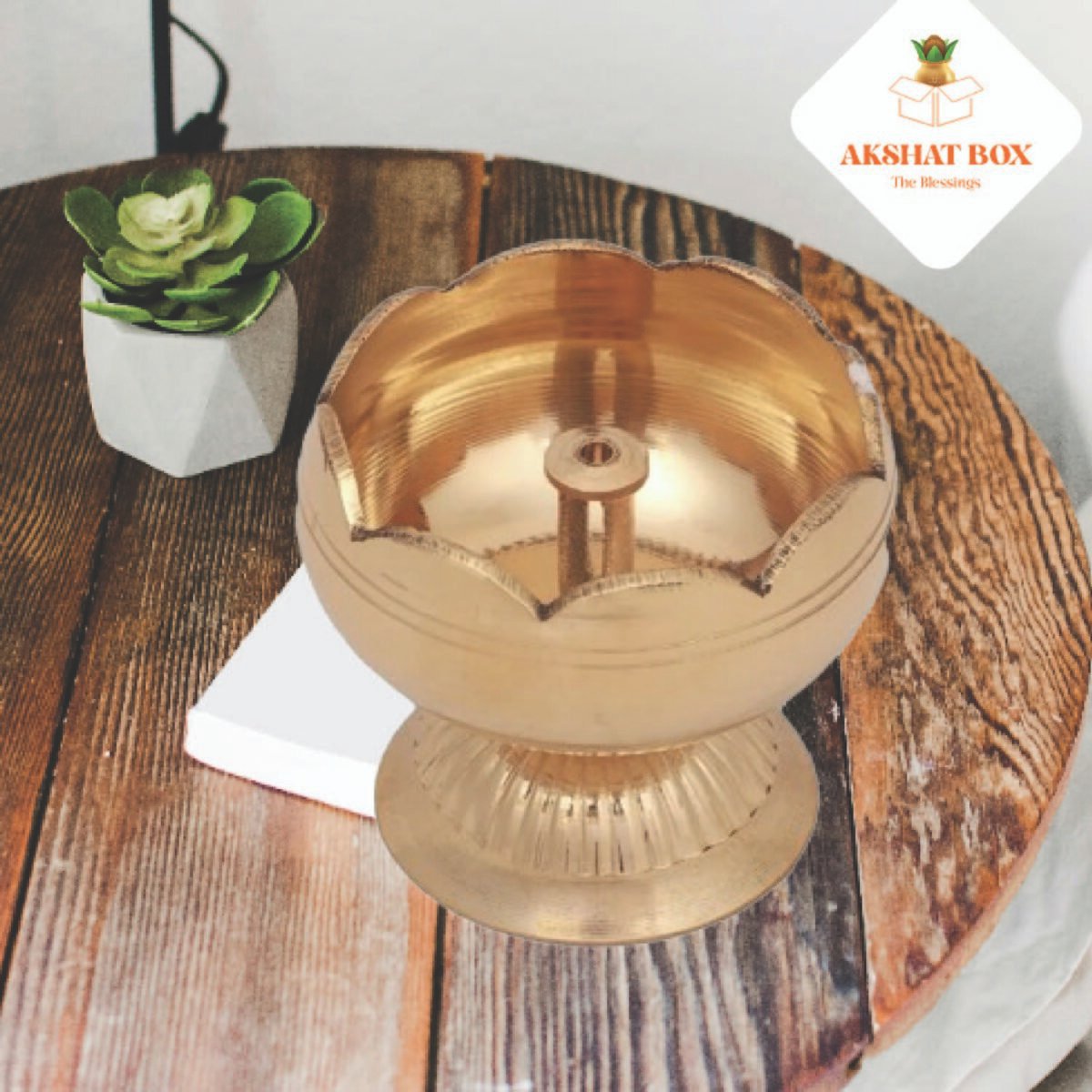 Brass Tomato shaped Oil Lamp / Diya / Deepak For Pooja - Image 4