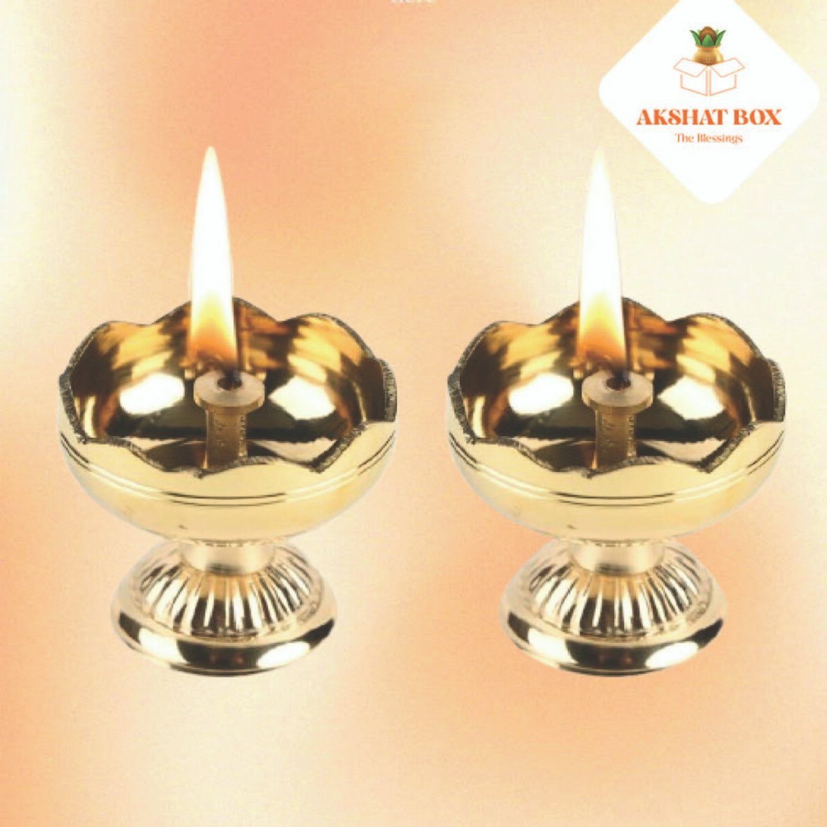 Brass Tomato shaped Oil Lamp / Diya / Deepak For Pooja - Image 2