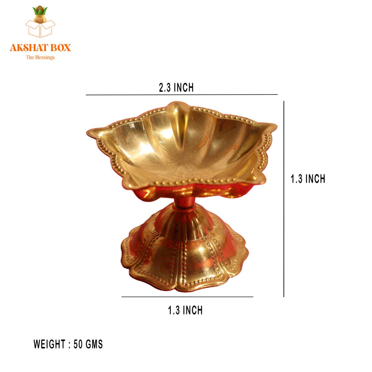 Fine polished Five wick lightweight  Diya Brass (1") - Image 5