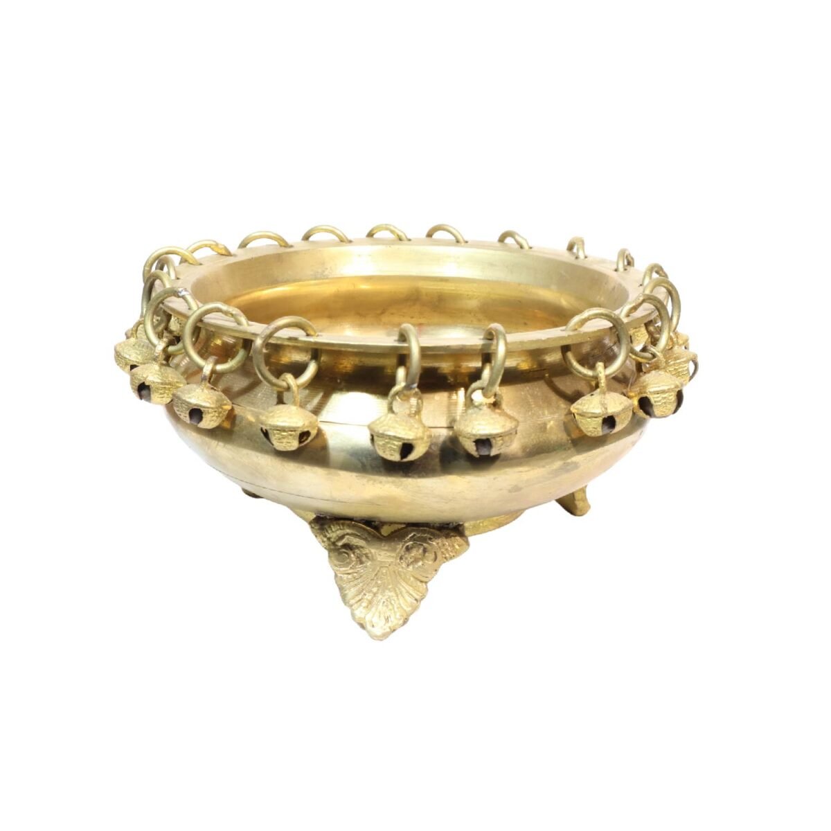 "Brass Urli Bowl with Bells for Home Decor  small Size (1.2Kg)  Urli with Stand " - Image 2