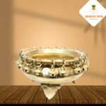 "Brass Urli Bowl with Bells for Home Decor  small Size (1.2Kg)  Urli with Stand "