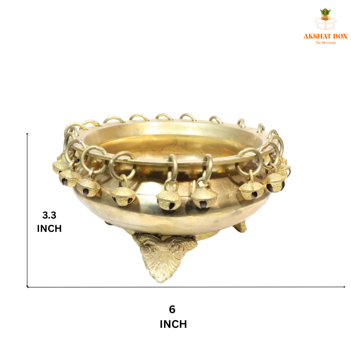 "Brass Urli Bowl with Bells for Home Decor  small Size (1.2Kg)  Urli with Stand " - Image 7