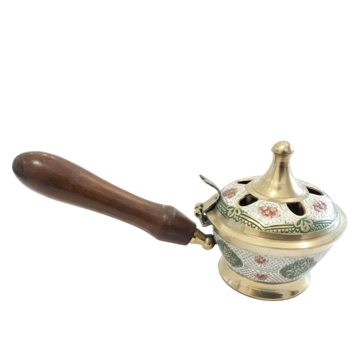Brass meenakari design dhoop and Incense with wooden handle - Image 2