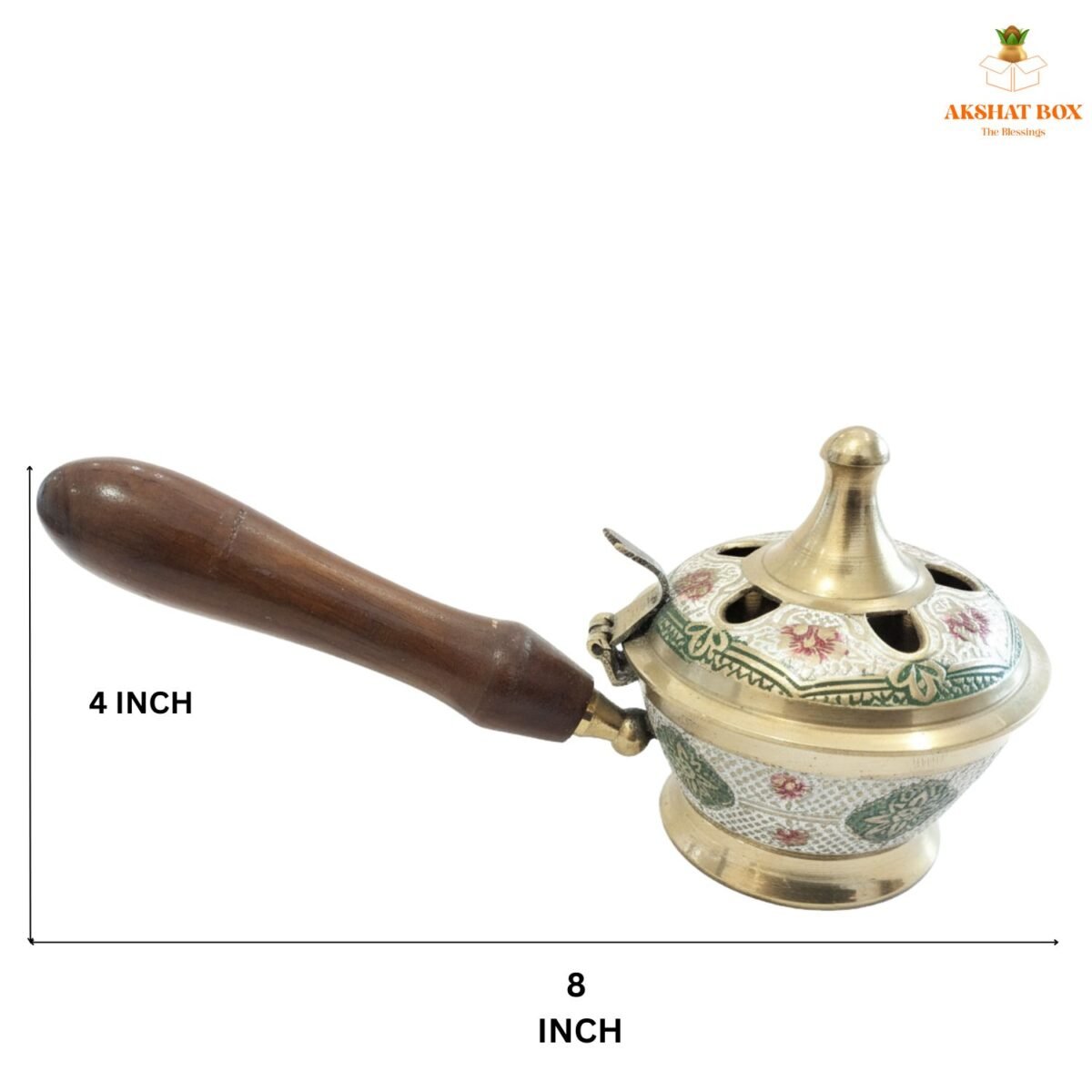 Brass meenakari design dhoop and Incense with wooden handle - Image 4