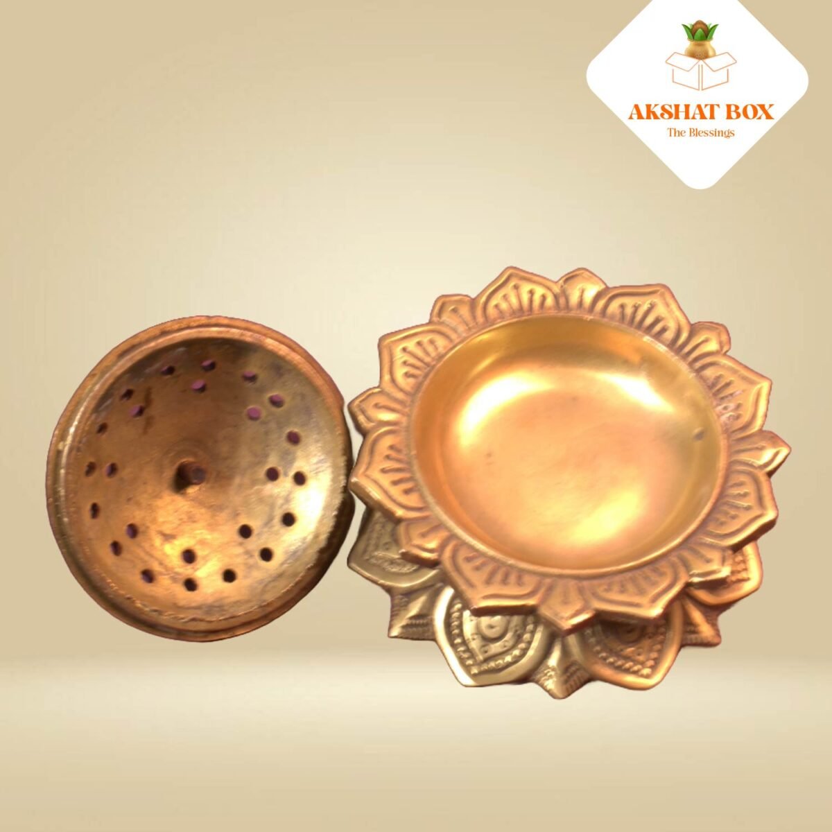 Brass Antique Dhoop Dhani with Lotus Base - Image 4