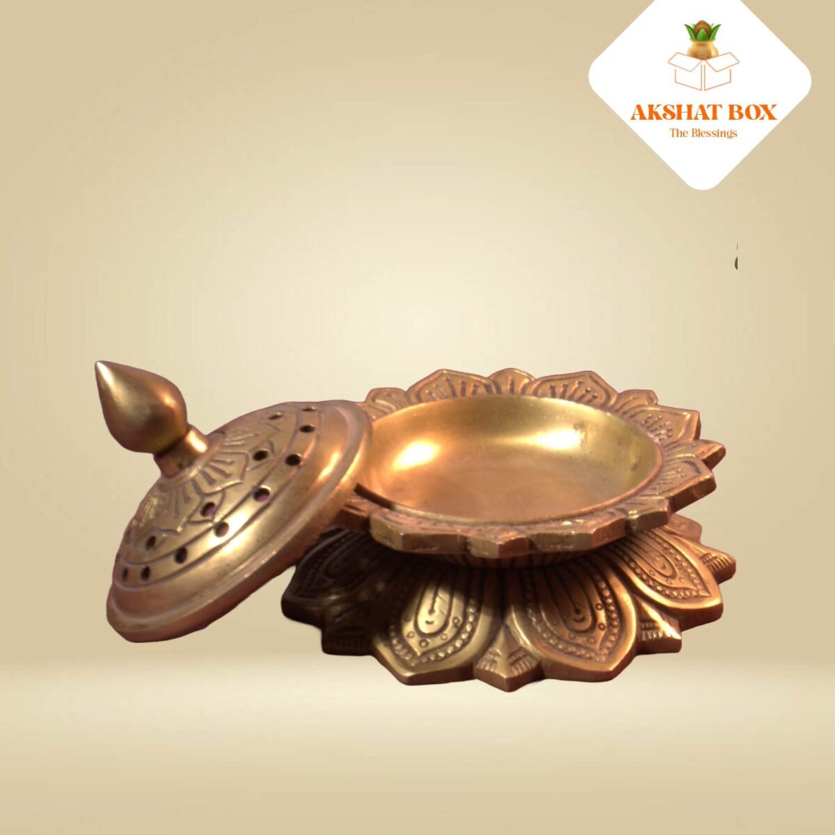 Brass Antique Dhoop Dhani with Lotus Base - Image 5