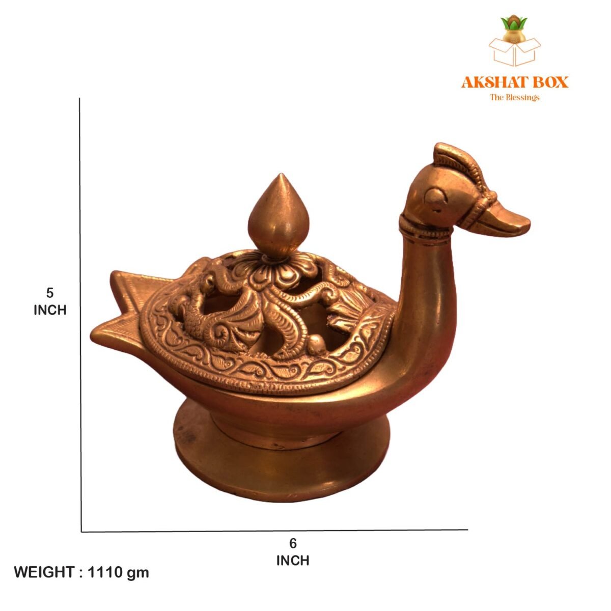 Brass Antique Duck shaped  Dhoop Dhani - Image 2