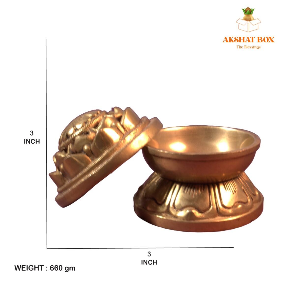 Brass Antique Round lotus Shape Cover Dhoop Dhani - Image 2