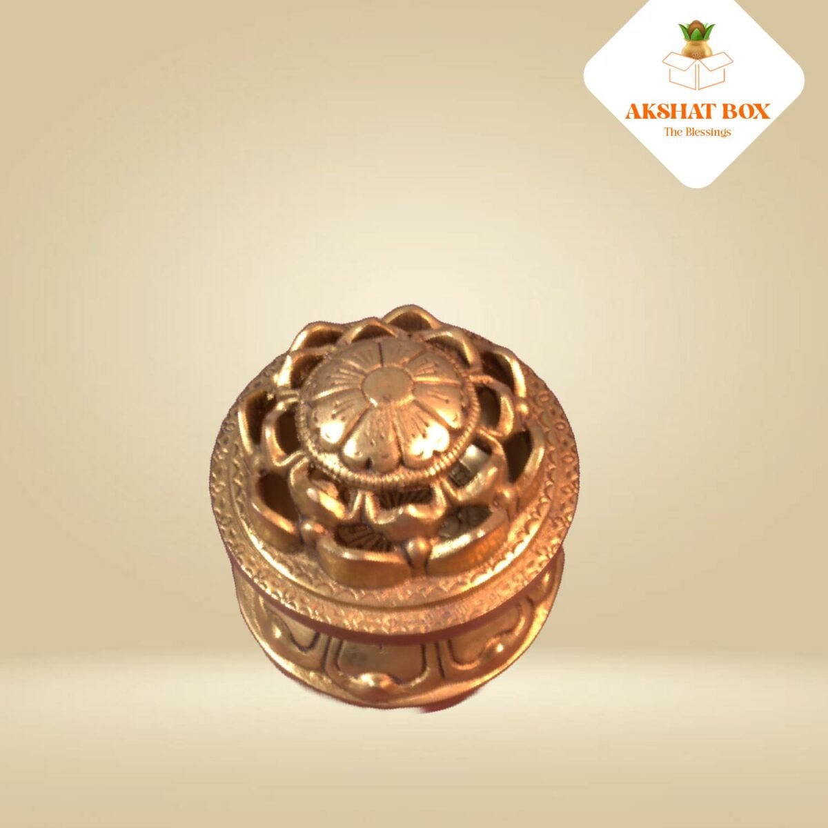Brass Antique Round lotus Shape Cover Dhoop Dhani - Image 5