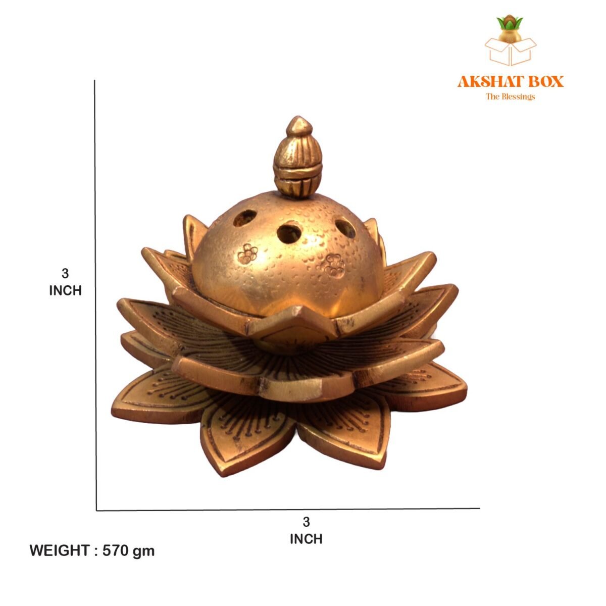 Brass Lotus Dhoop Dhani /Incense Holder for Home/Pooja room - Image 2