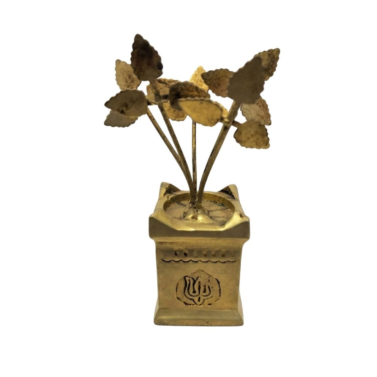 BRASS TULSI POT WITH TULSI  LEAF - Image 2