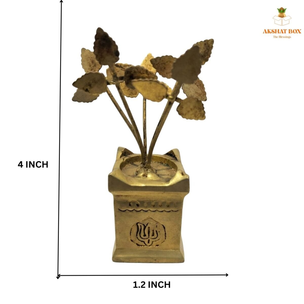 BRASS TULSI POT WITH TULSI  LEAF - Image 3