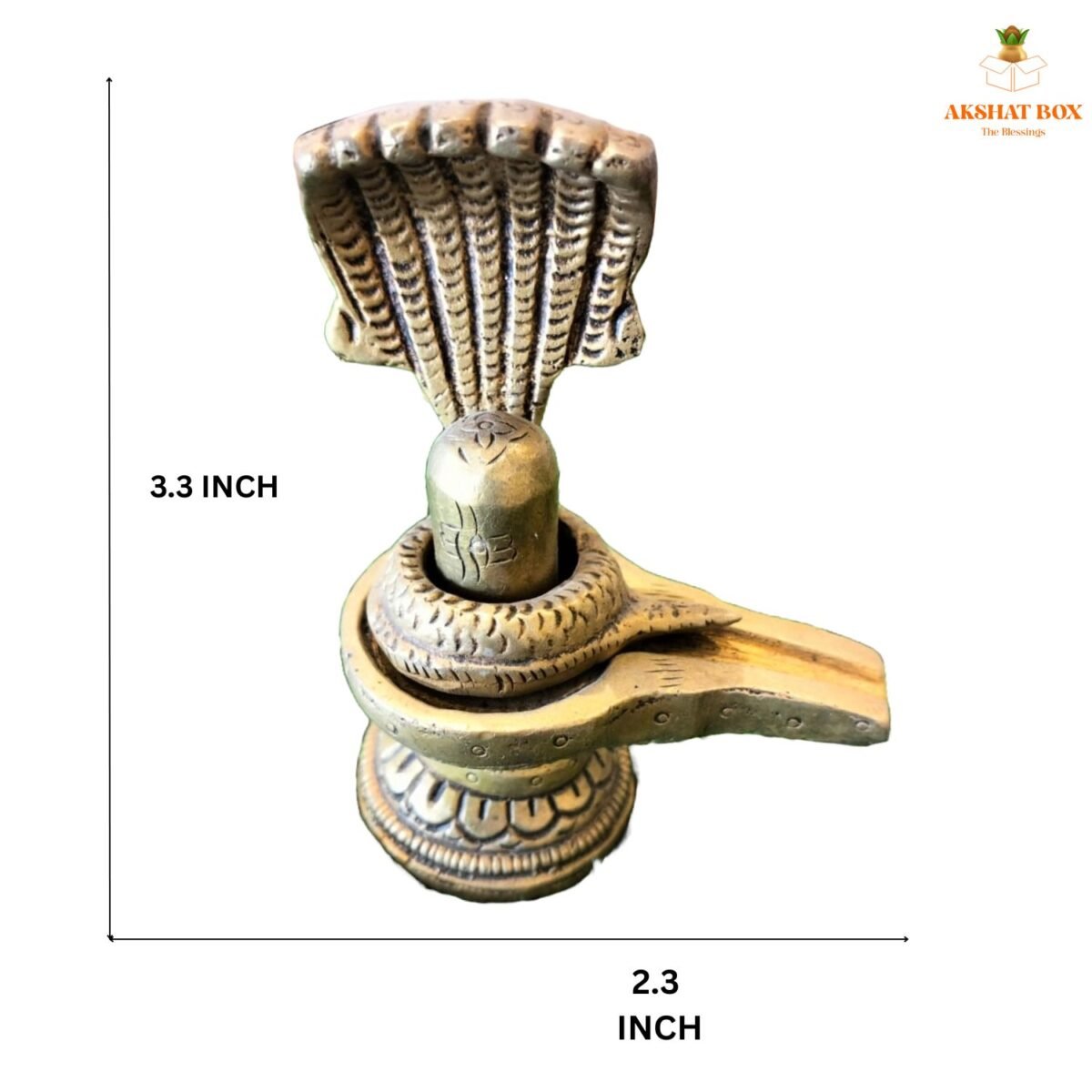 Brass Shiva Linga with Seven Headed Snake - Image 3