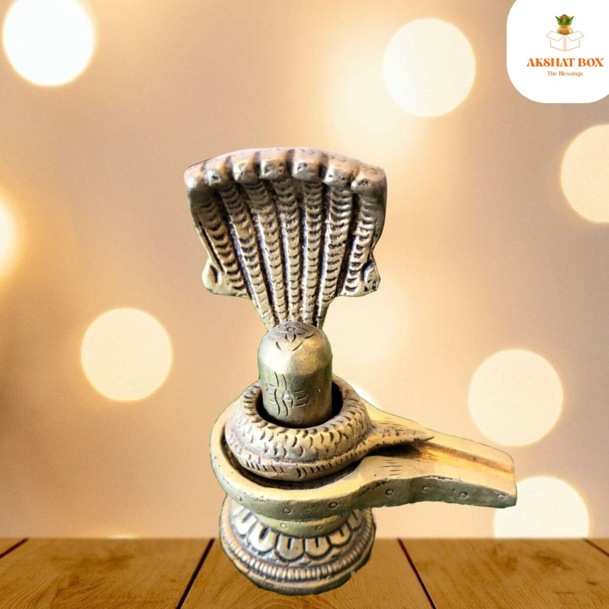 Brass Shiva Linga with Seven Headed Snake - Image 6