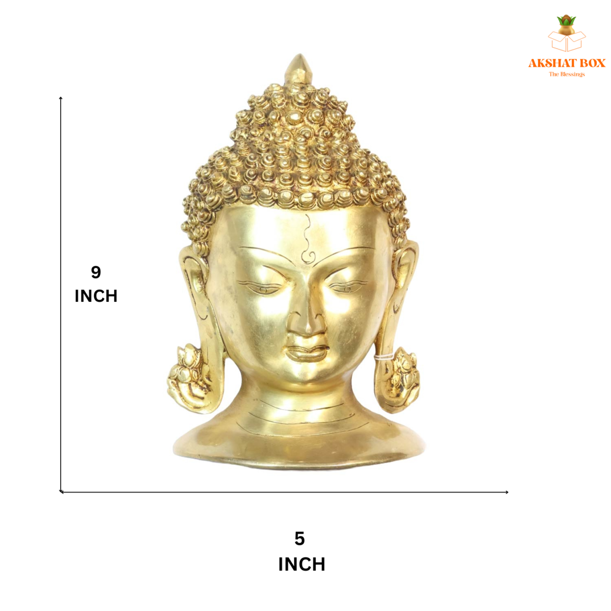 Brass Buddha Face  wall hanging  h-9" - Image 3