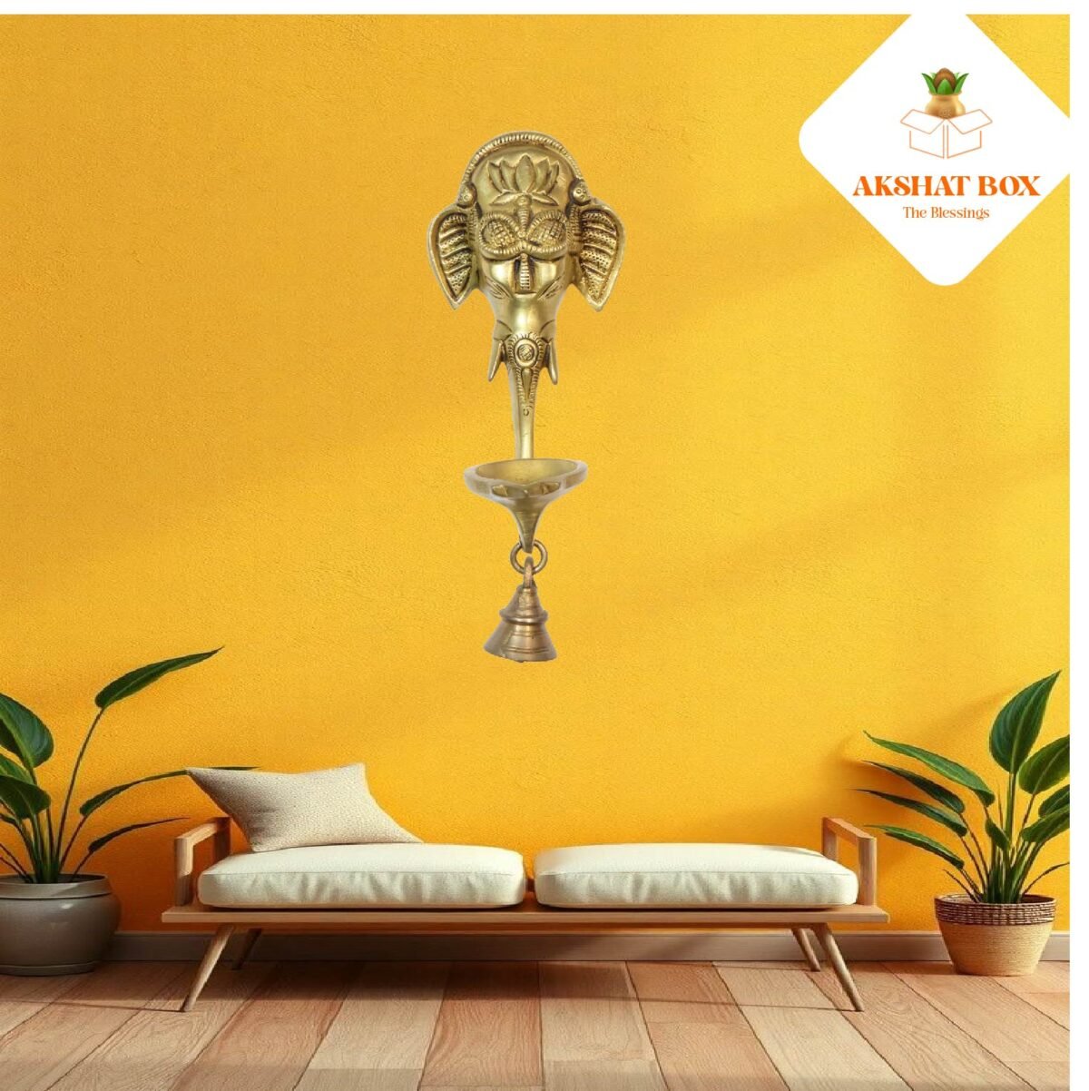 GANESHA FACE WITH SMALL DIYA WALL HANGING - Image 3