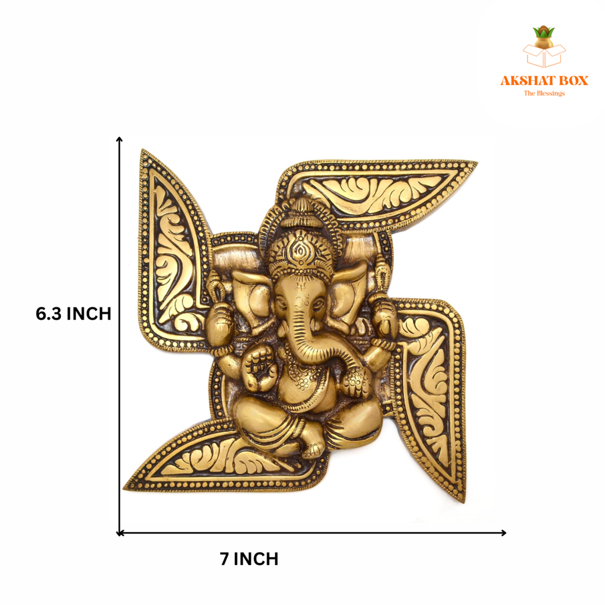 Brass wall hanging Ganesha with swastik - Image 4