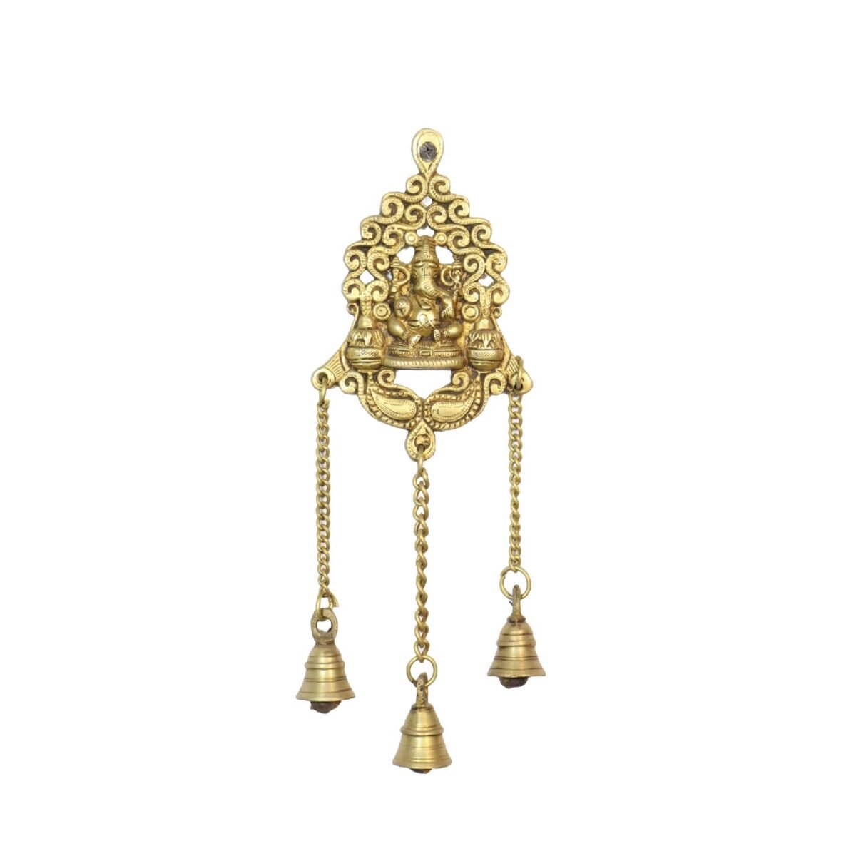 Brass  wall hanging Ganesha with 3 bell - Image 2