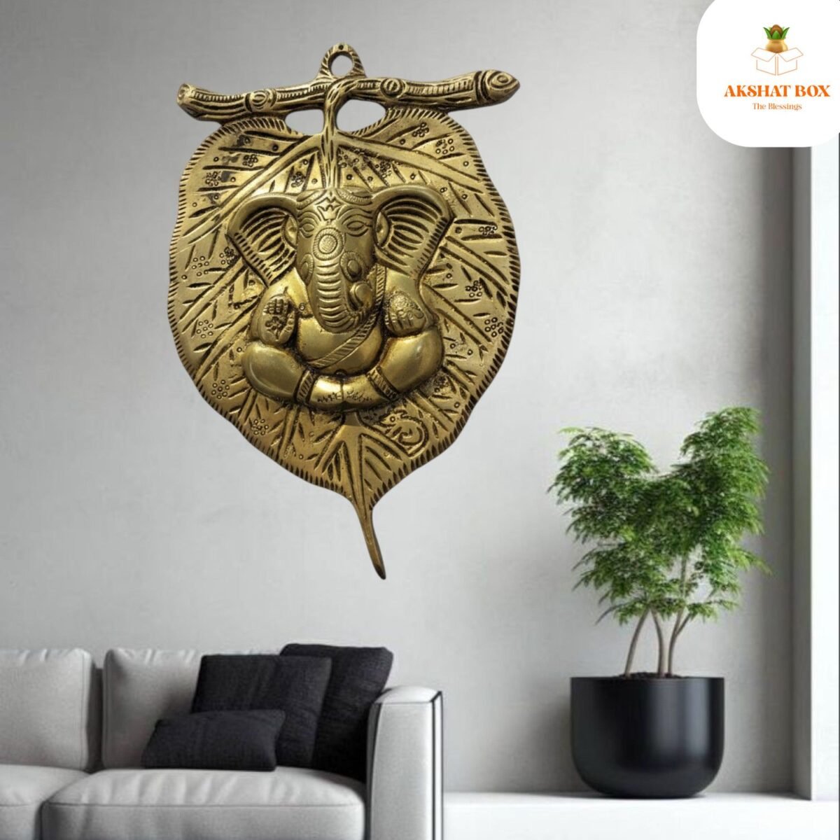 Wall Hanging Ganesh with pipal leaf - Image 3
