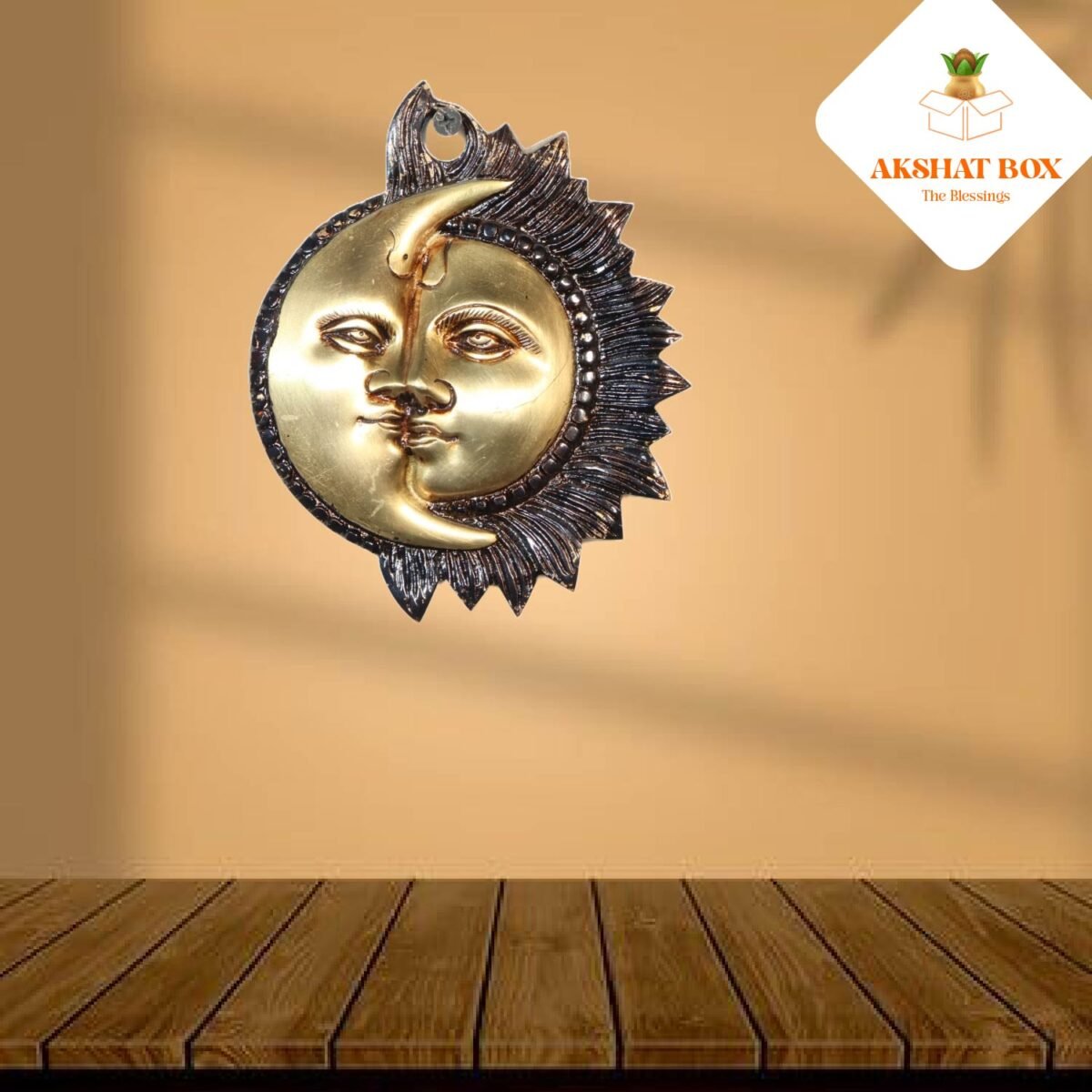 Wall Hanging Brass Moon and Sun  Face - Image 3