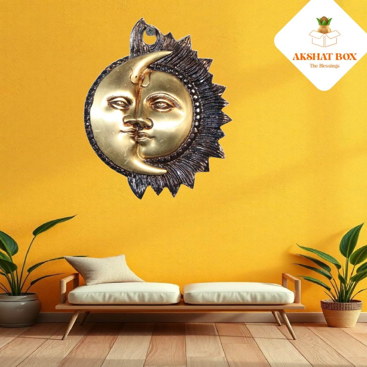 Wall Hanging Brass Moon and Sun  Face - Image 4