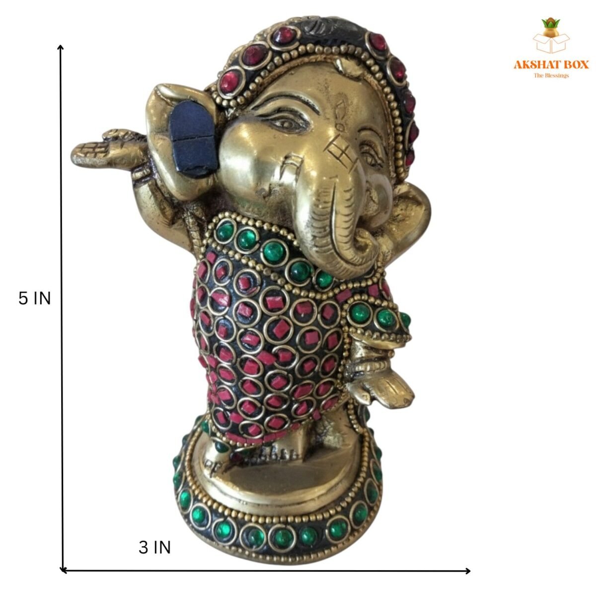 Baal Ganesha with fine stone work finish - Image 3