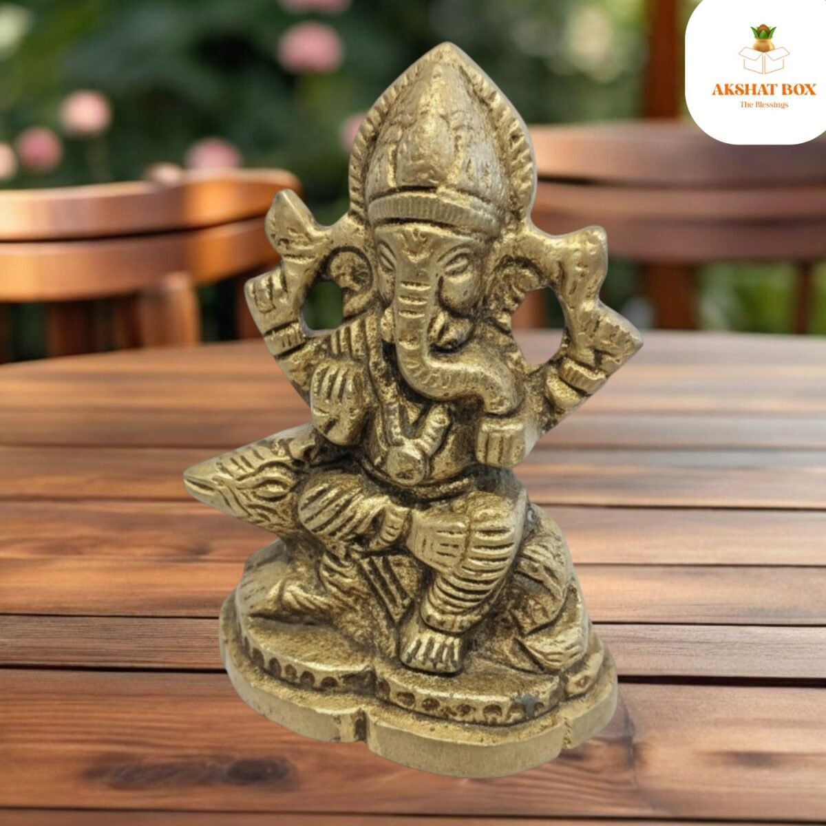 Brass Ganesh  Idol On Mouse - Image 5