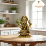 Brass Laxmi IDol On Lotus Small 3"