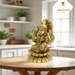 Brass Laxmi IDol On Lotus Small 3" - Image 6