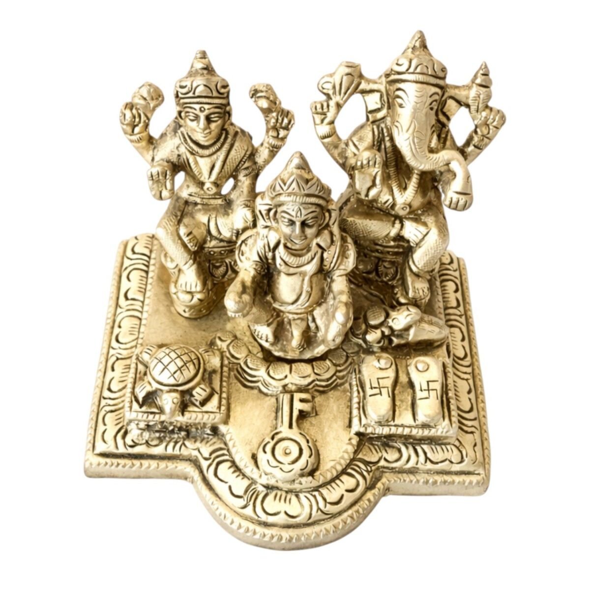 Brass Ganesh Laxmi Kuber idol - Image 2