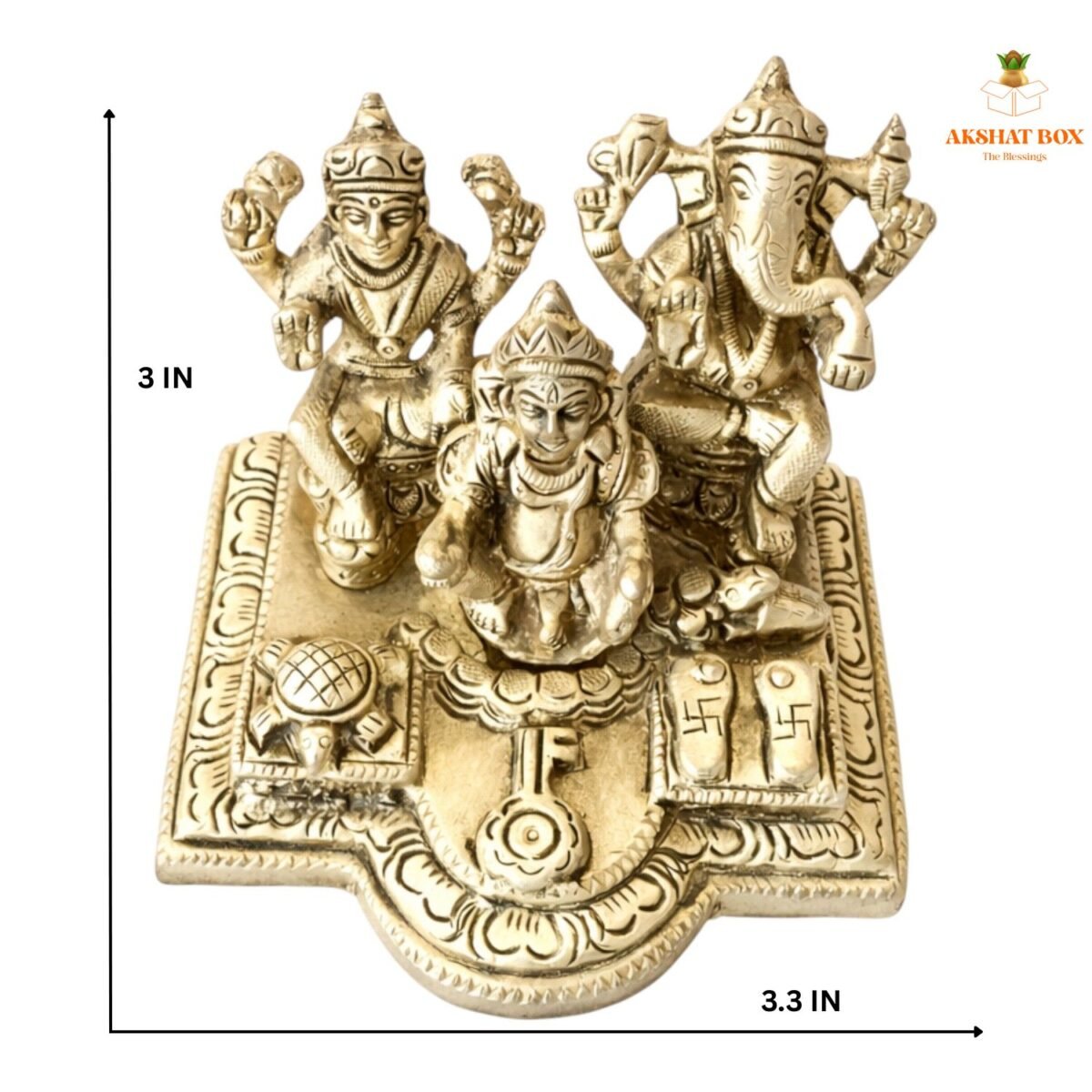 Brass Ganesh Laxmi Kuber idol - Image 3