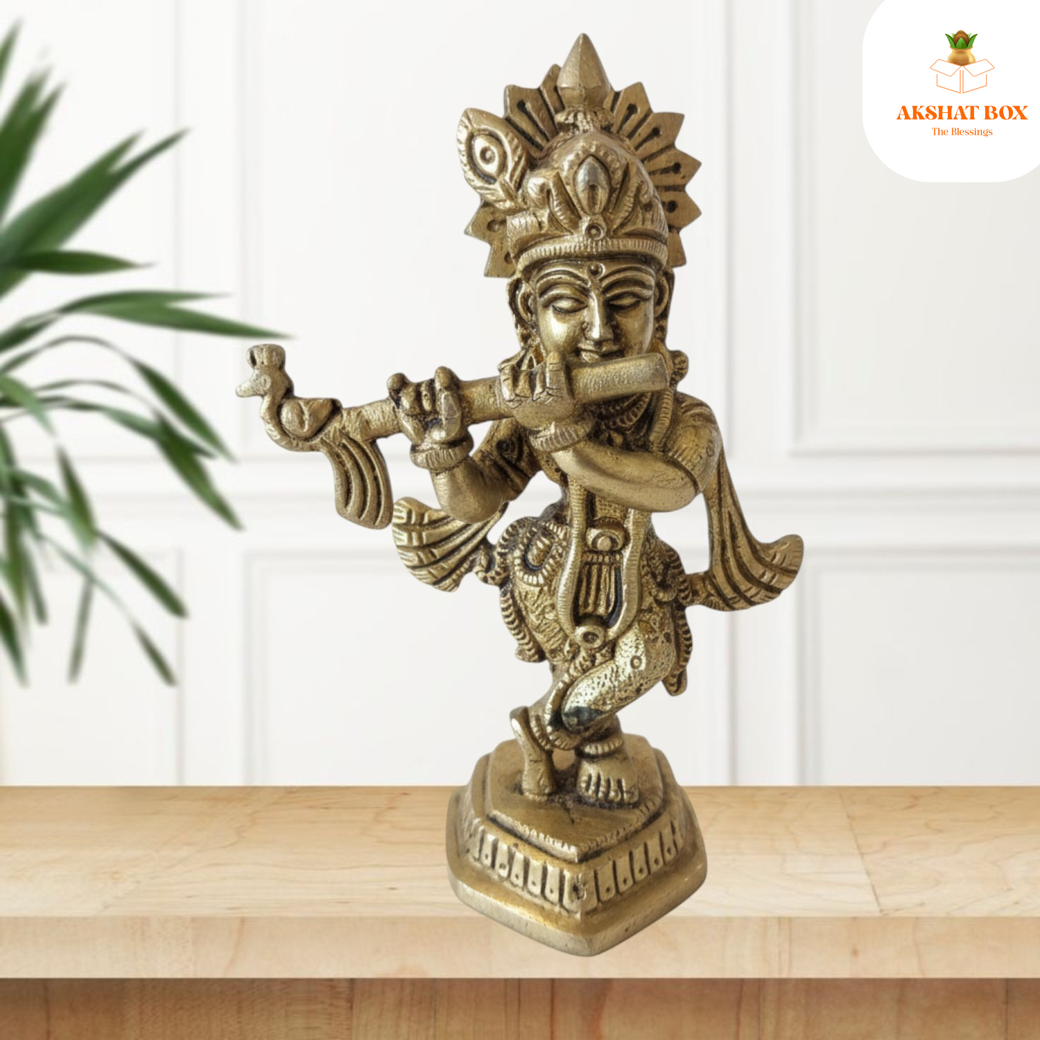 AB8020KFS.PT03 Brass Krishna With Flute 5" - Image 1