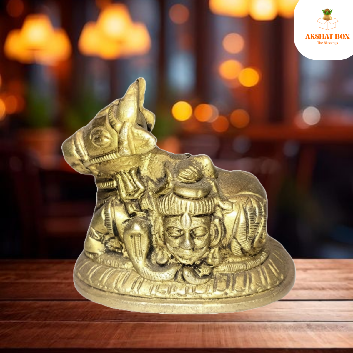 Brass Nandi With Shiva Face engraved - Image 5