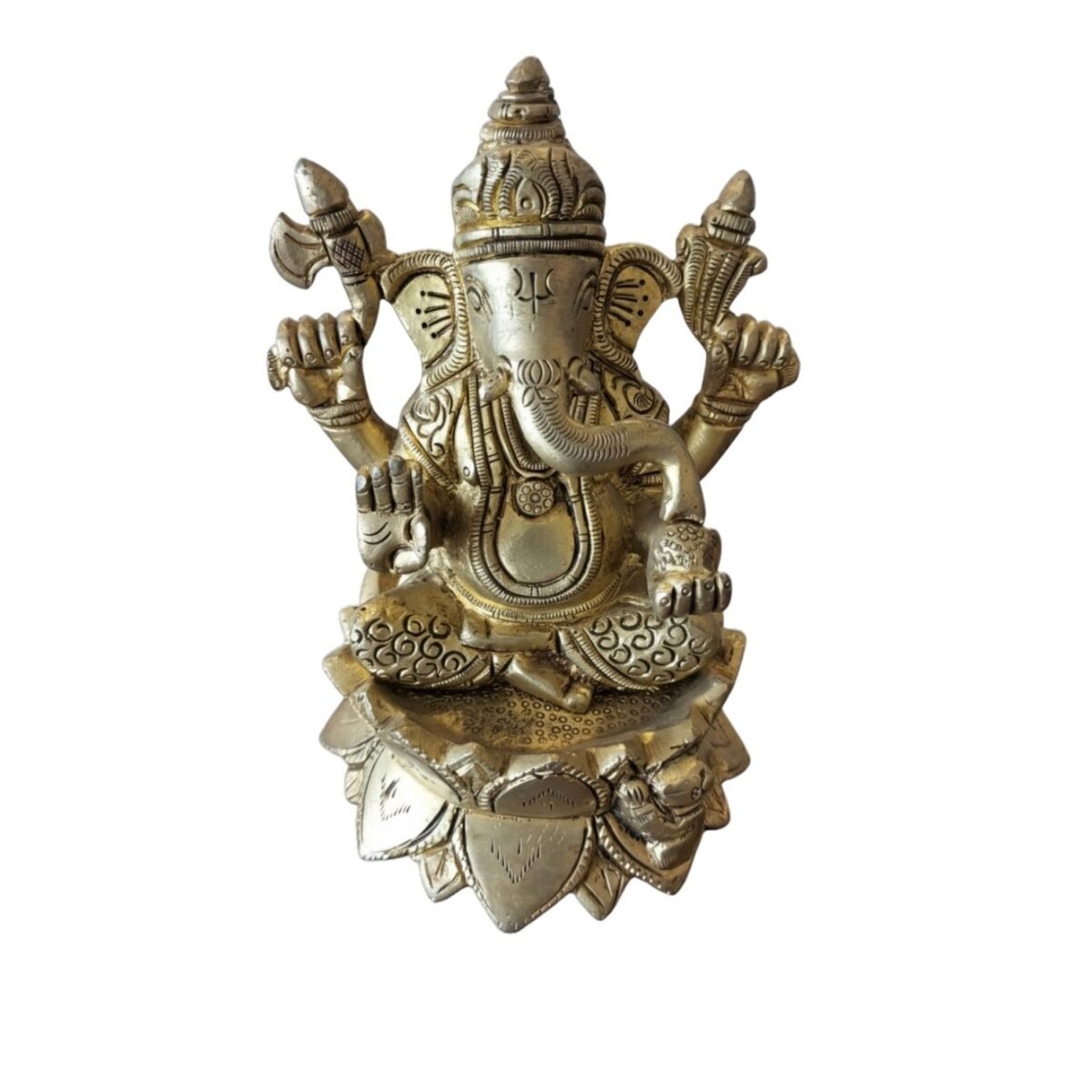 Brass Ganesha Idol Lotus base - Image 2