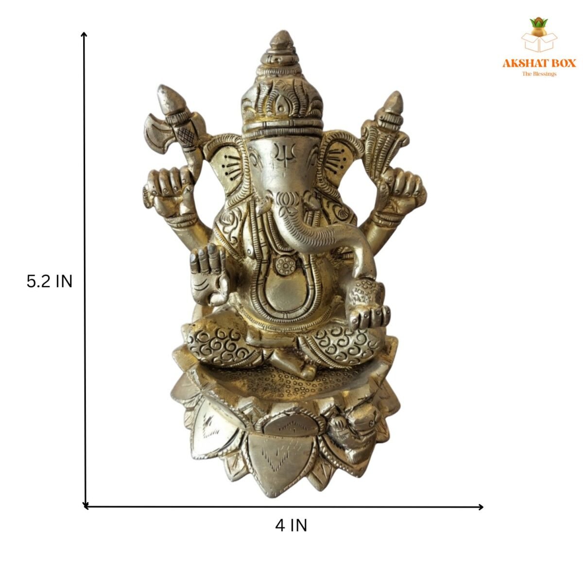 Brass Ganesha Idol Lotus base - Image 3