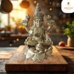 Brass Lakshmi Idol Sitting On Lotus Base